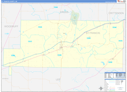 St. Francis County, AR Wall Map Zip Code Basic Style 2024
